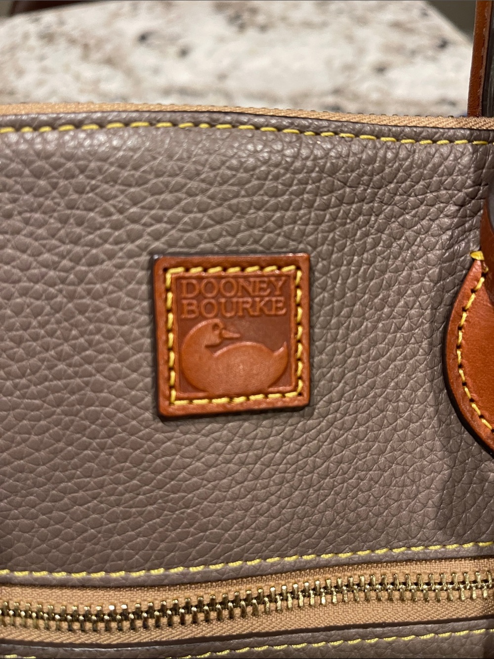 Dooney & Bourke Tall Domed Pebbled Leather Satchel in Elephant with wallet - Picture 2 of 16